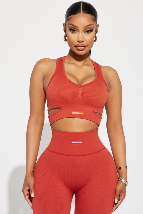 Roxane Ribbed Seamless Active Sports Bra - Rust, Fashion Nova, Nova Sport  Tops