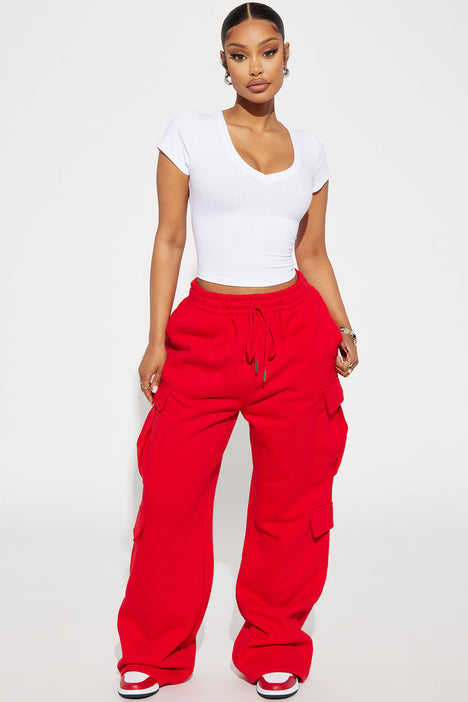 Red cargo pants sale fashion nova