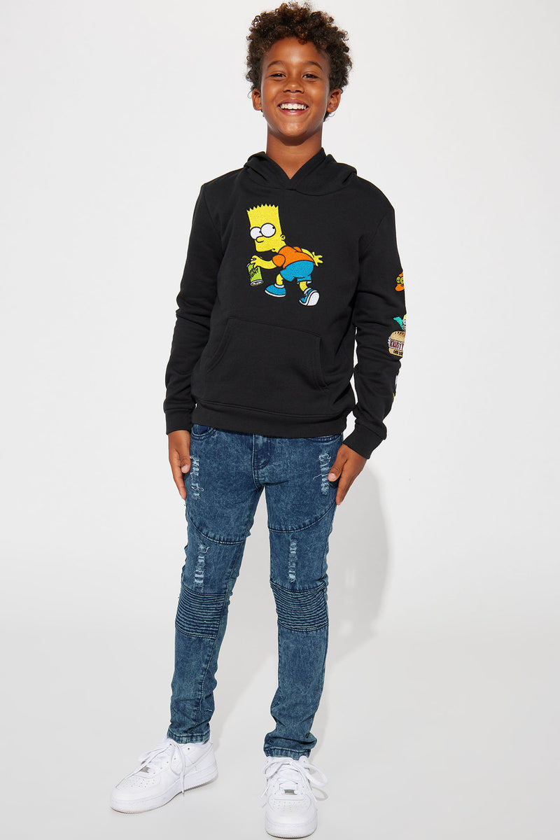Mini Bart Simpson Graffiti Fleece Pullover Hoodie - Black | Fashion ...