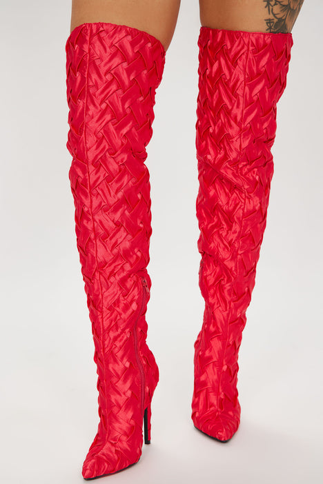 Dark red thigh high boots new arrivals