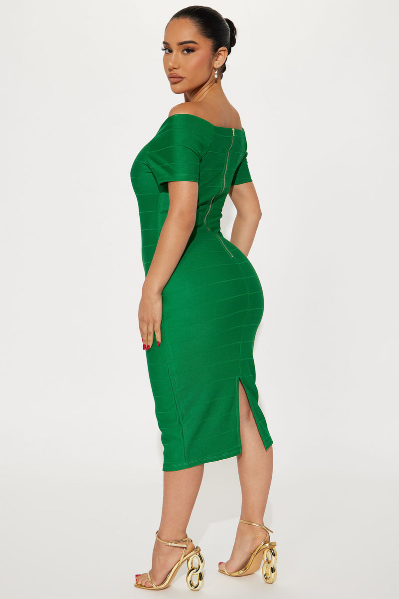 Amara Off Shoulder Midi Dress - Green | Fashion Nova, Dresses | Fashion ...