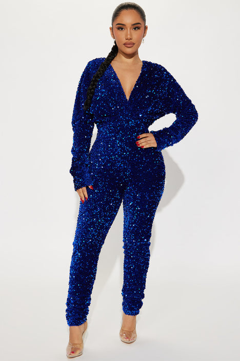 One And Only Sequin Jumpsuit Royal