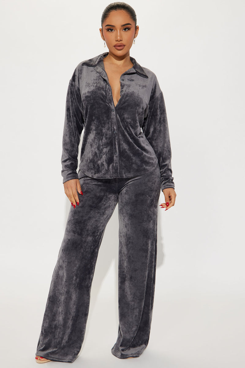 Valery Velour Pant Set - Grey | Fashion Nova, Matching Sets | Fashion Nova
