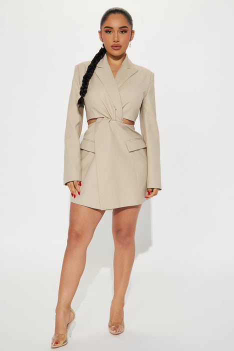 Zoe Blazer Mini Dress Beige