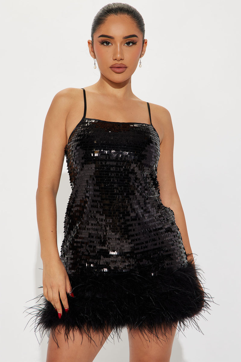 Serenity Sequin Feather Mini Dress - Black | Fashion Nova, Dresses ...