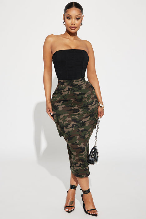 Camo midi deals dress