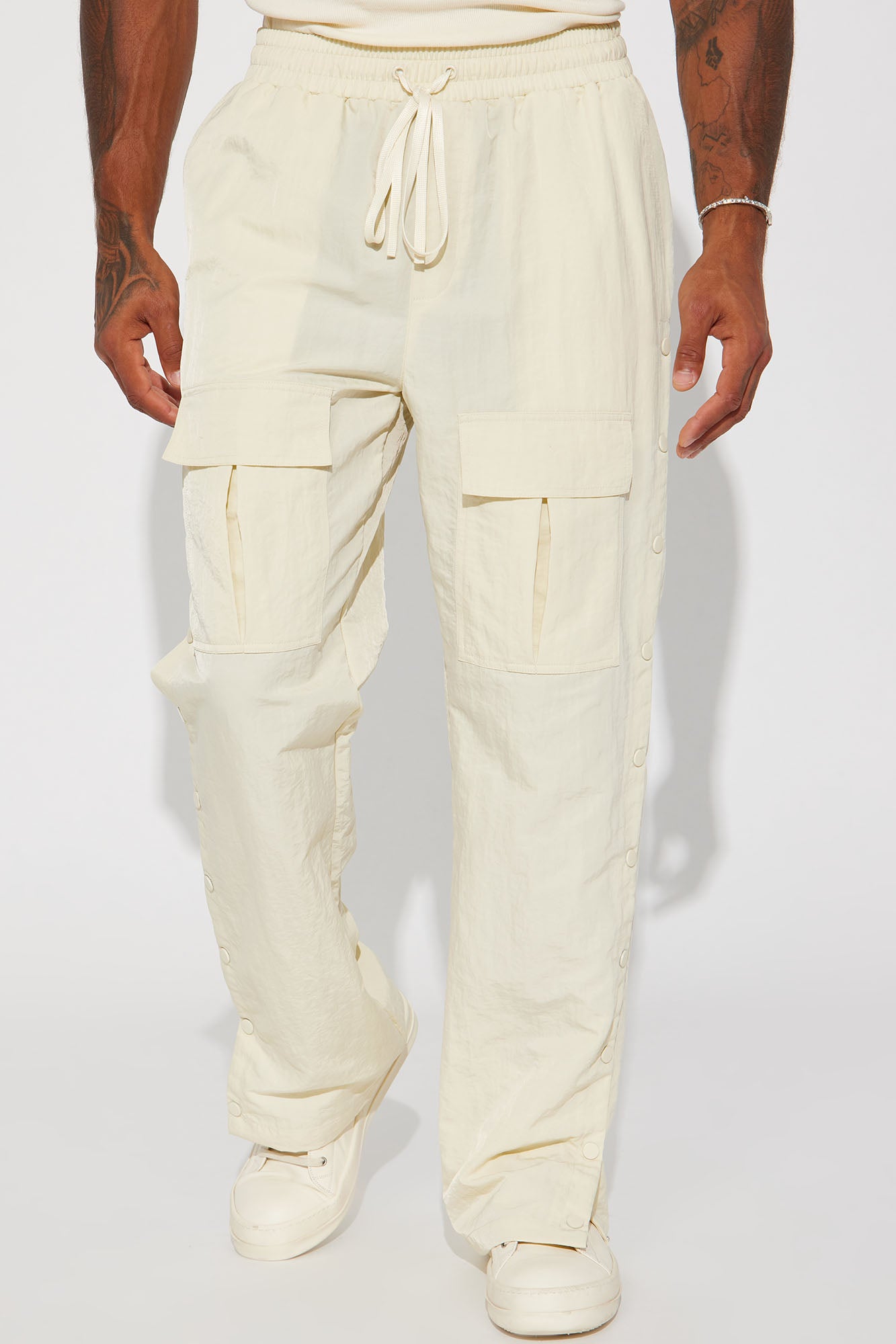 Carrying Weight Nylon Snap Cargo Pants - Off White