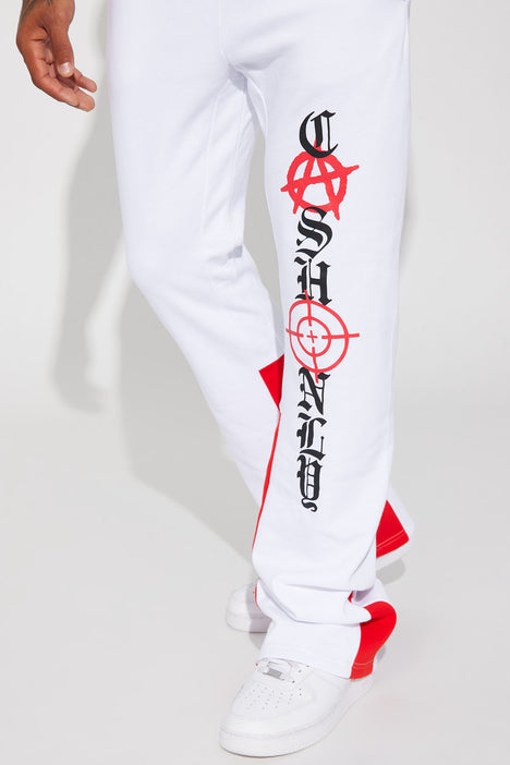 White flare sweatpants top