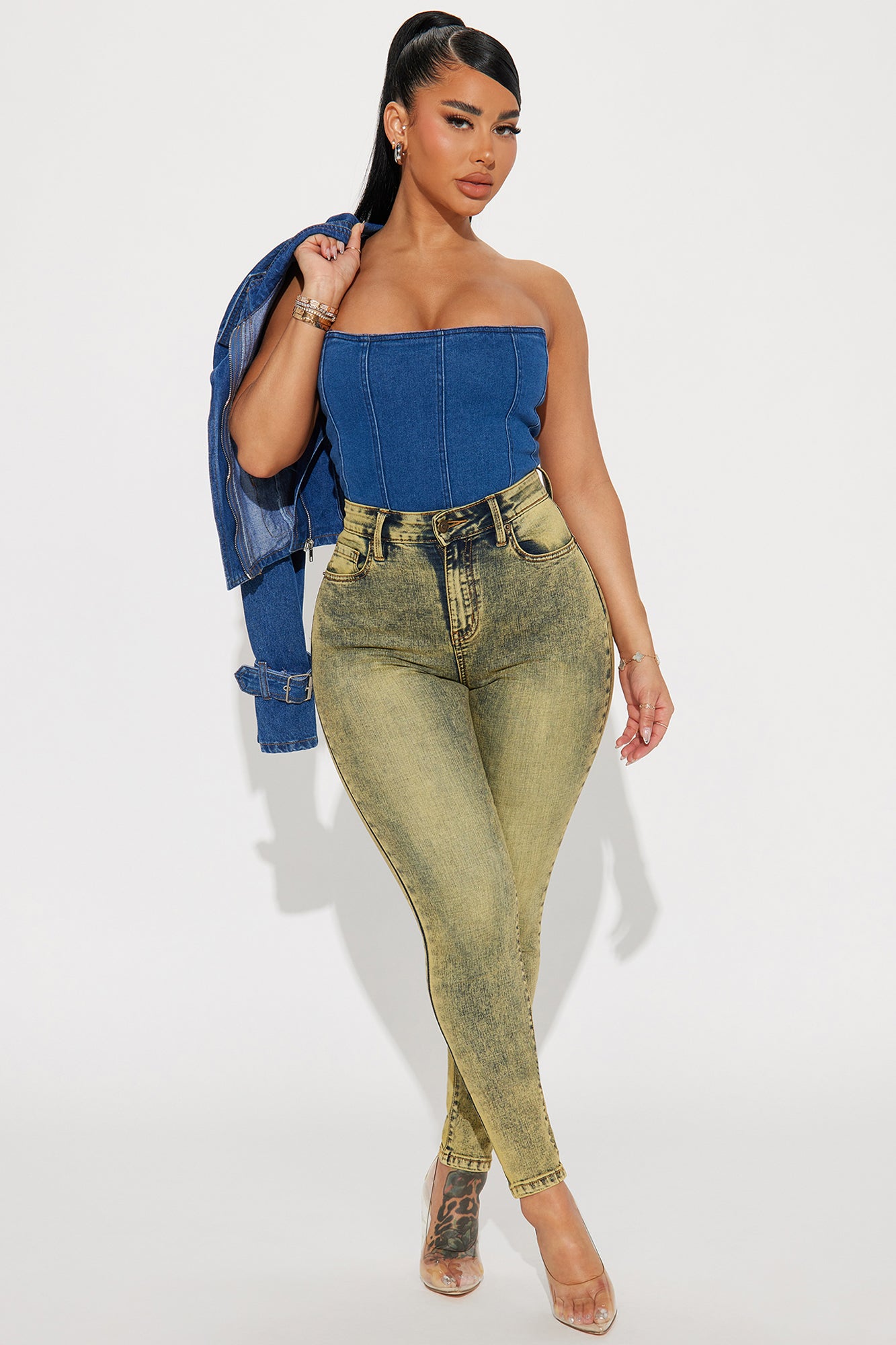 Plus size online yellow skinny jeans
