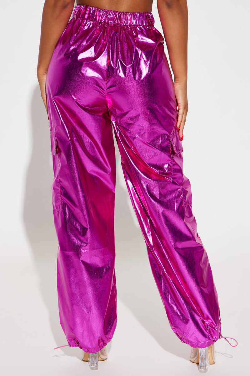 Light My Fire Metallic Cargo Jogger Pink Fashion Nova, Pants