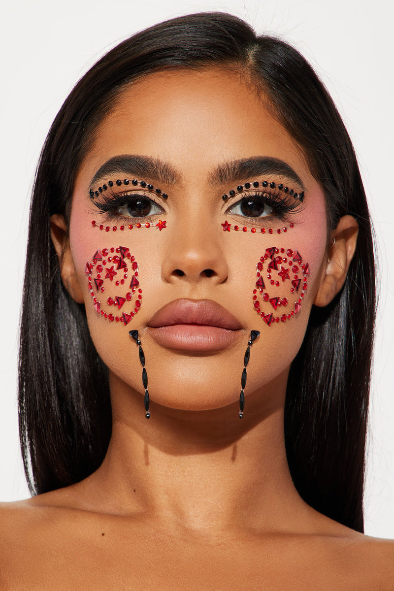 Evil Puppet Face Jewels Black/Red Fashion Nova, Costumes Fashion Nova