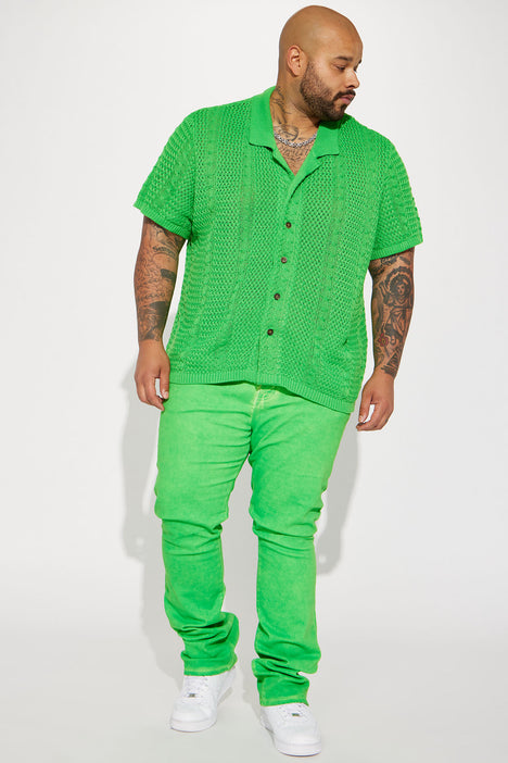 Green button up shirt short sleeve top
