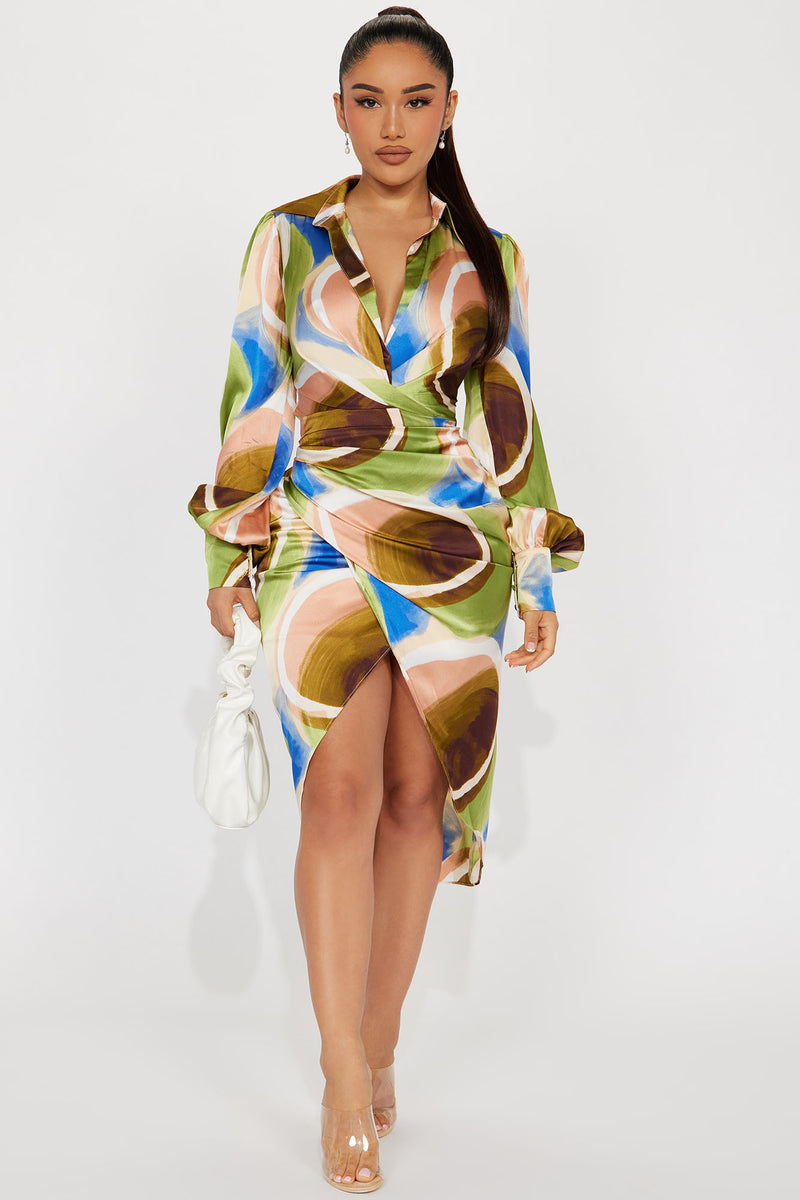 Straight A's Satin Midi Dress - Multi Color | Fashion Nova, Dresses ...