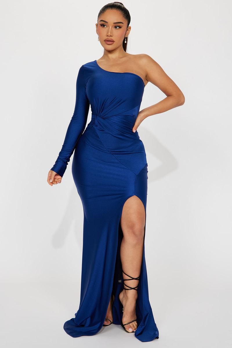 Tori One Shoulder Gown - Navy | Fashion Nova, Dresses | Fashion Nova