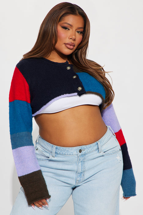 Cropped shop colorblock sweater