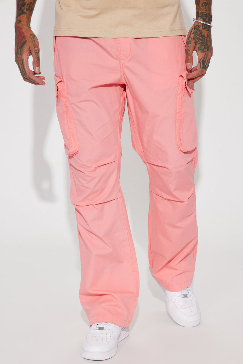 Slim Flare Cargo Parachute Pants Pink Fashion Nova, Mens Pants