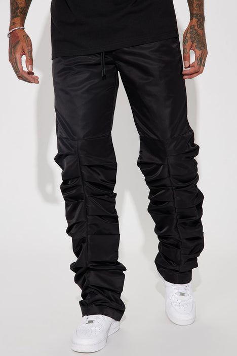 Pull Up Stacked Nylon Pants - Black | Fashion Nova, Mens Pants