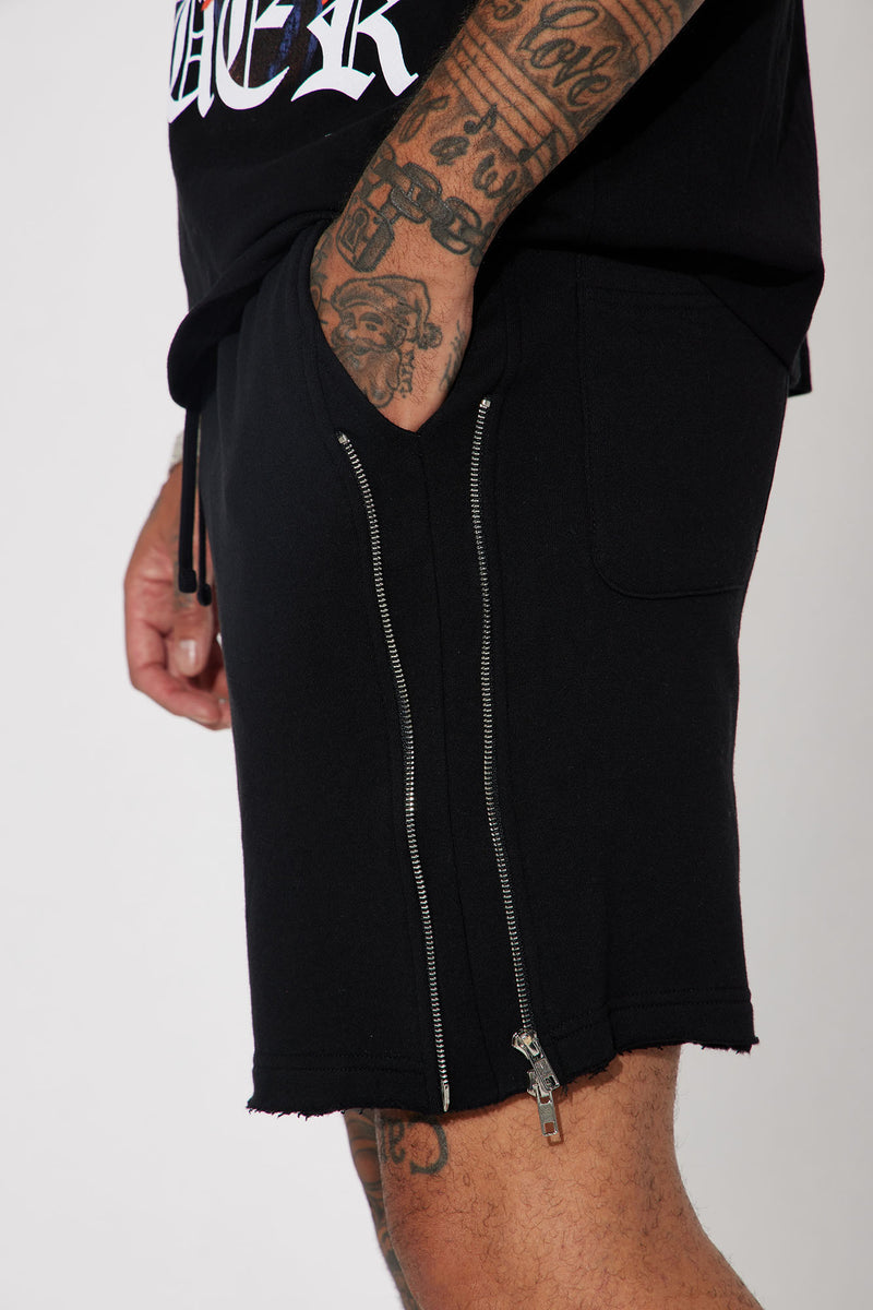 Tyson Side Zippers Relaxed Sweatshort - Black | Fashion Nova, Mens ...
