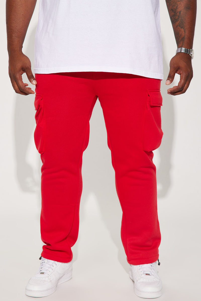 With It Cargo Sweatpants - Red | Fashion Nova, Mens Fleece Bottoms ...