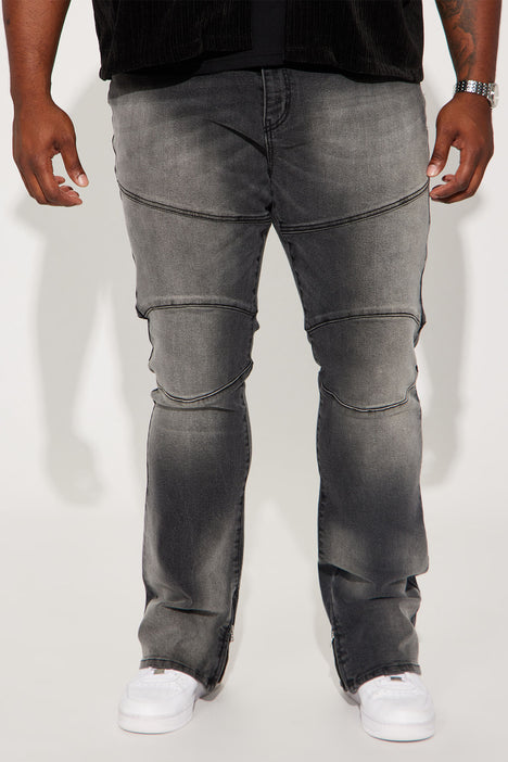 Check Out Stacked Slim Flare Cargo Jeans - Black Wash
