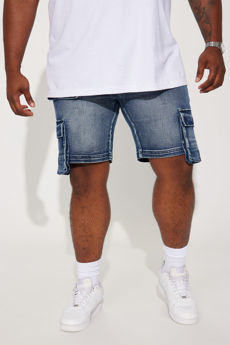 Kickin' It Cargo Denim Shorts - Navy | Fashion Nova, Mens Denim Shorts ...
