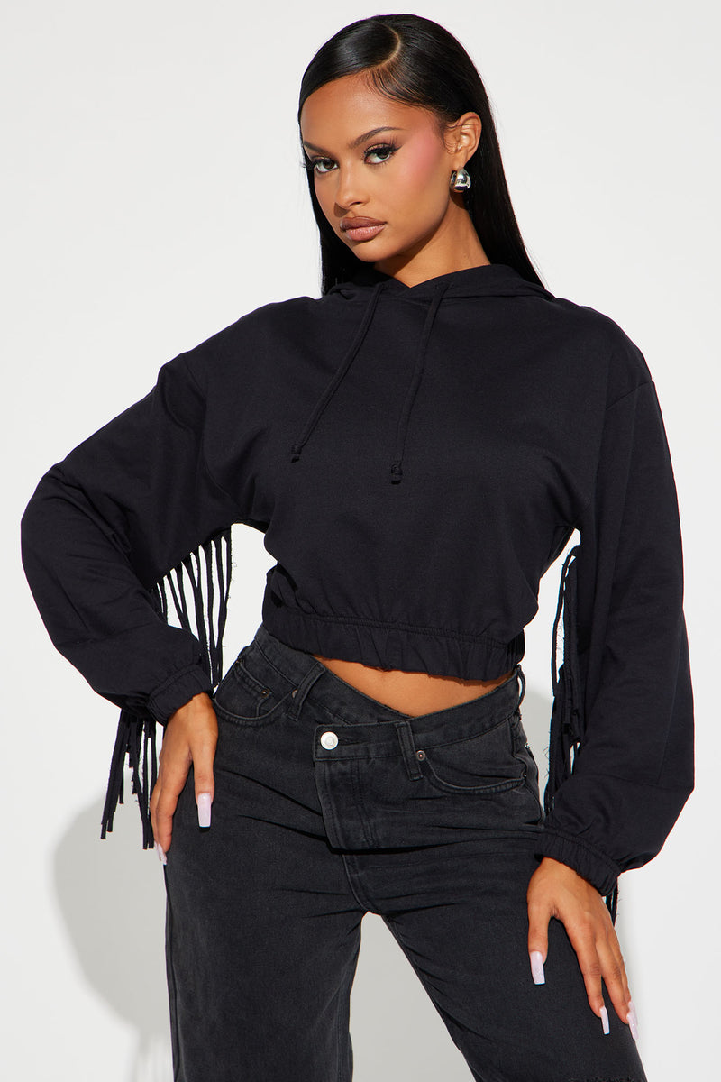 Addison Fringe French Terry Lounge Hoodie - Black | Fashion Nova ...