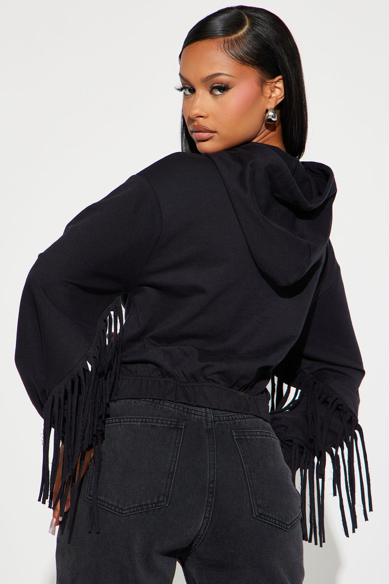 Addison Fringe French Terry Lounge Hoodie - Black | Fashion Nova ...