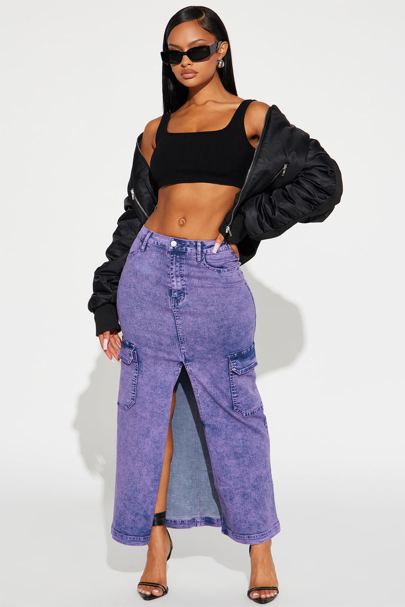 Oaklee Denim Cargo Maxi Skirt - Purple | Fashion Nova, Skirts | Fashion ...