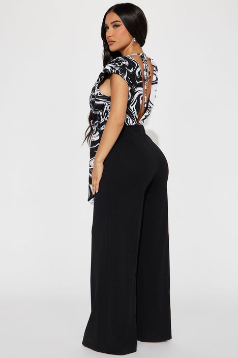 Black and white new arrivals jumpsuit fashion nova