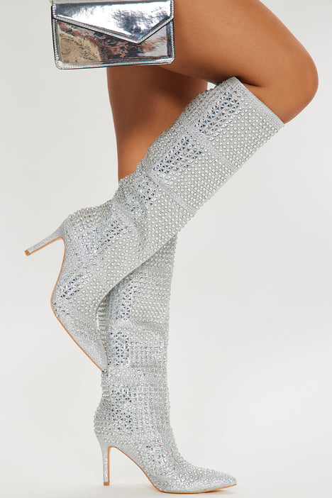 Fashion nova sales silver boots