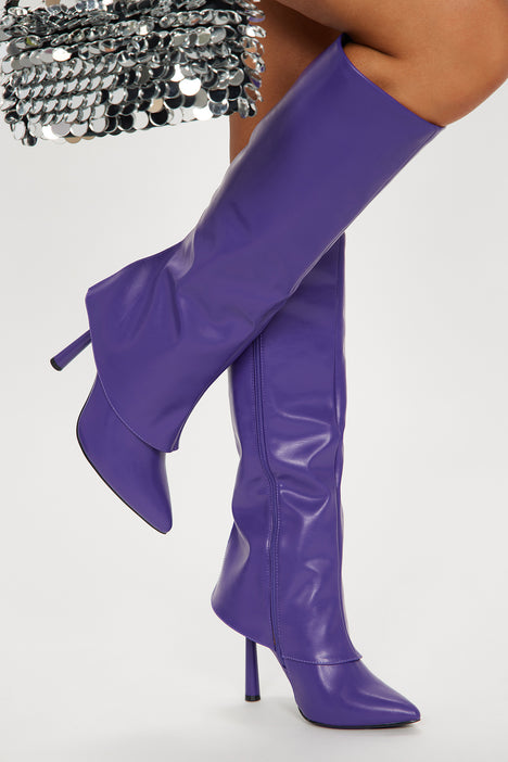 Lilac over the knee boots sales