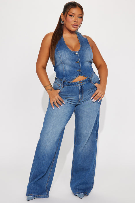 Women's plus size blue jean vest online