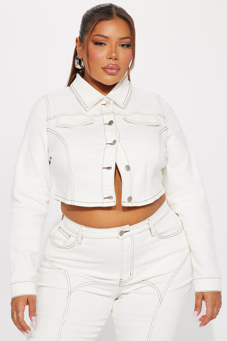 White stretch denim new arrivals jacket