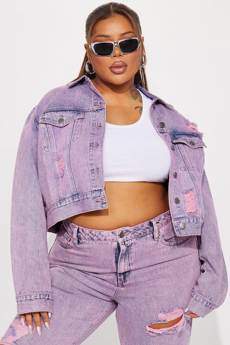 Pink denim jacket ripped online