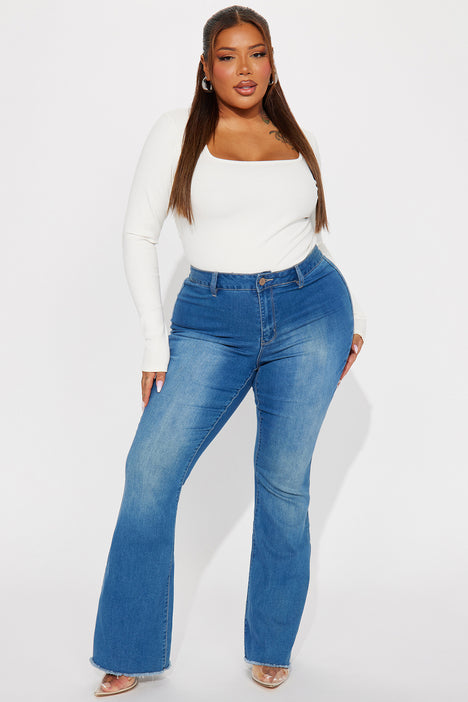 High waisted flare plus size jeans