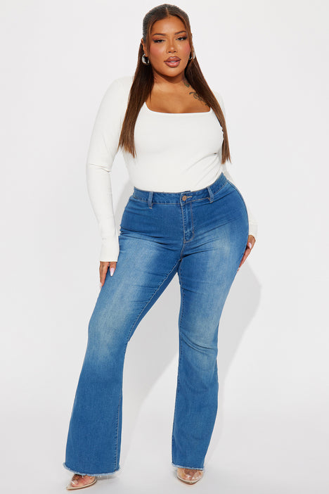 Valentina High Rise Flare Jeans - Medium Blue Wash