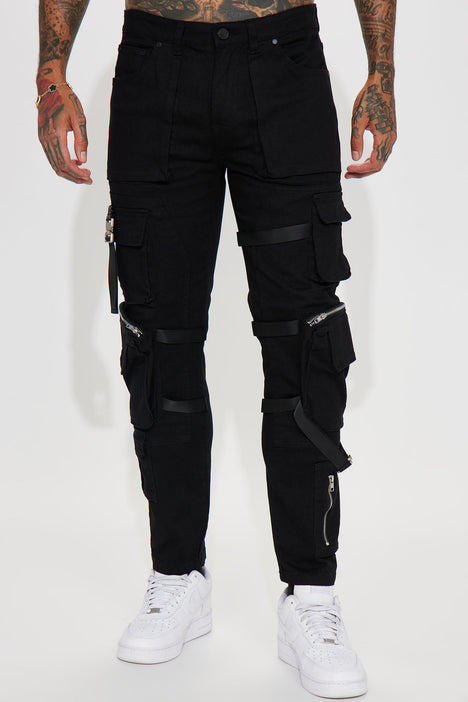 Black jeans with 2024 straps