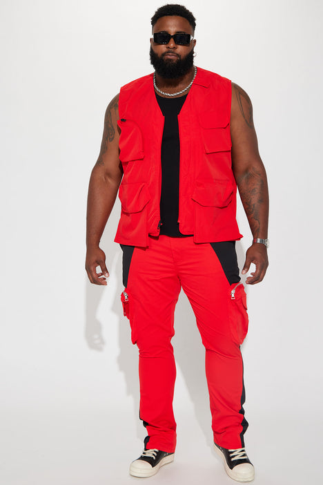 Red vest outlet outfits for guys