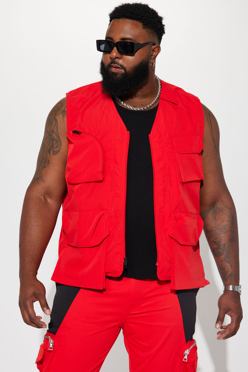 Hard To Miss Ripstop Tactical Cargo Vest Red Fashion Nova, Mens