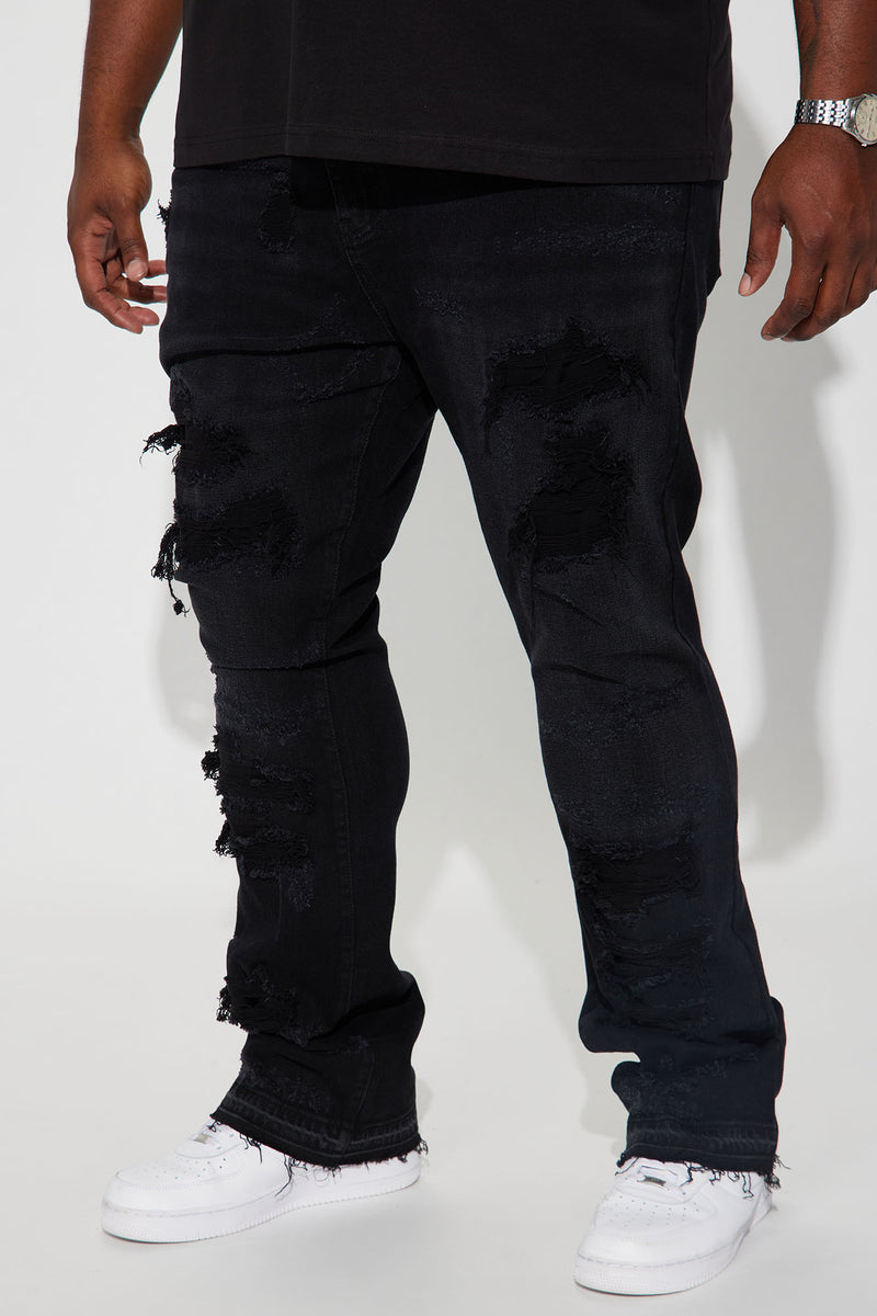 Cuff Me Stacked Skinny Flared Jeans - Black Wash | Fashion Nova, Mens ...