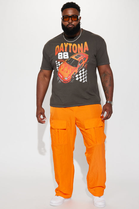 Carrying Weight Nylon Snap Cargo Pants Orange Fashion Nova