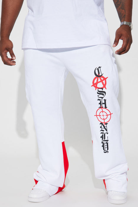 White outlet flare sweatpants