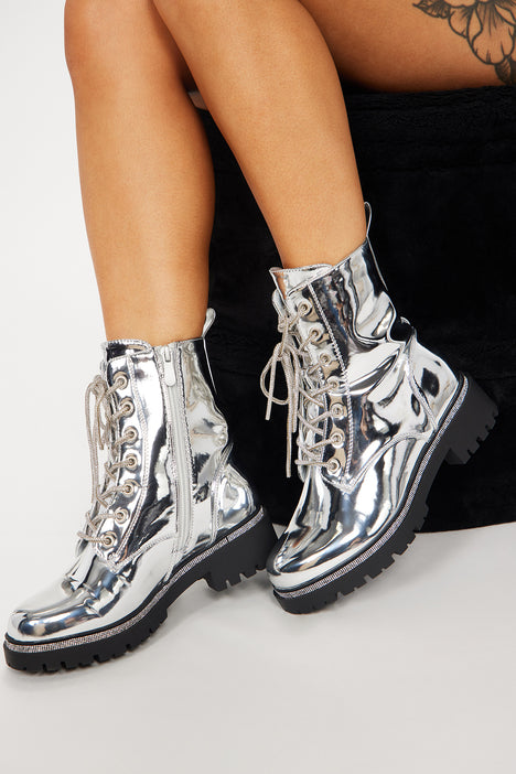 Fashion nova shop silver boots