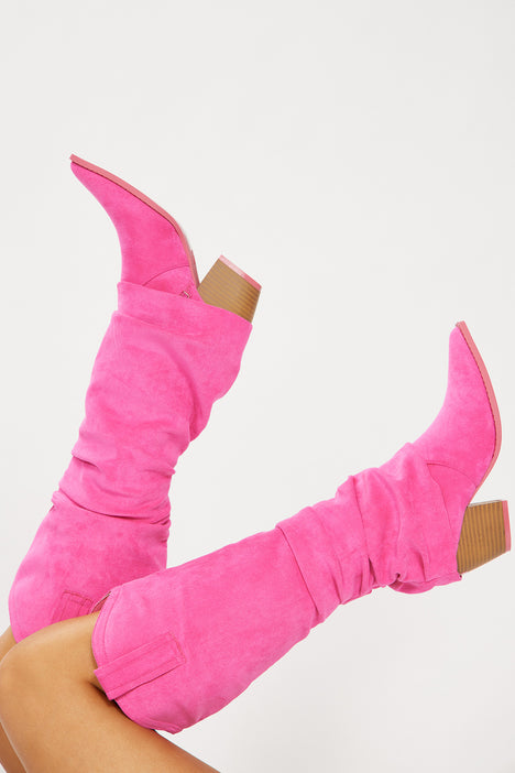 Fashion nova pink new arrivals boots