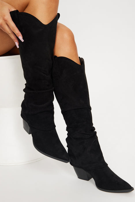 Flat black 2025 cowboy boots