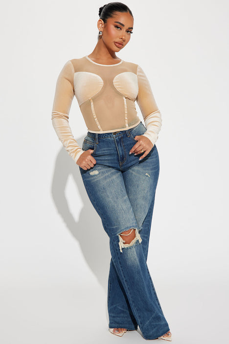The Secret Is Out Sheer Top - Nude, Fashion Nova, Knit Tops