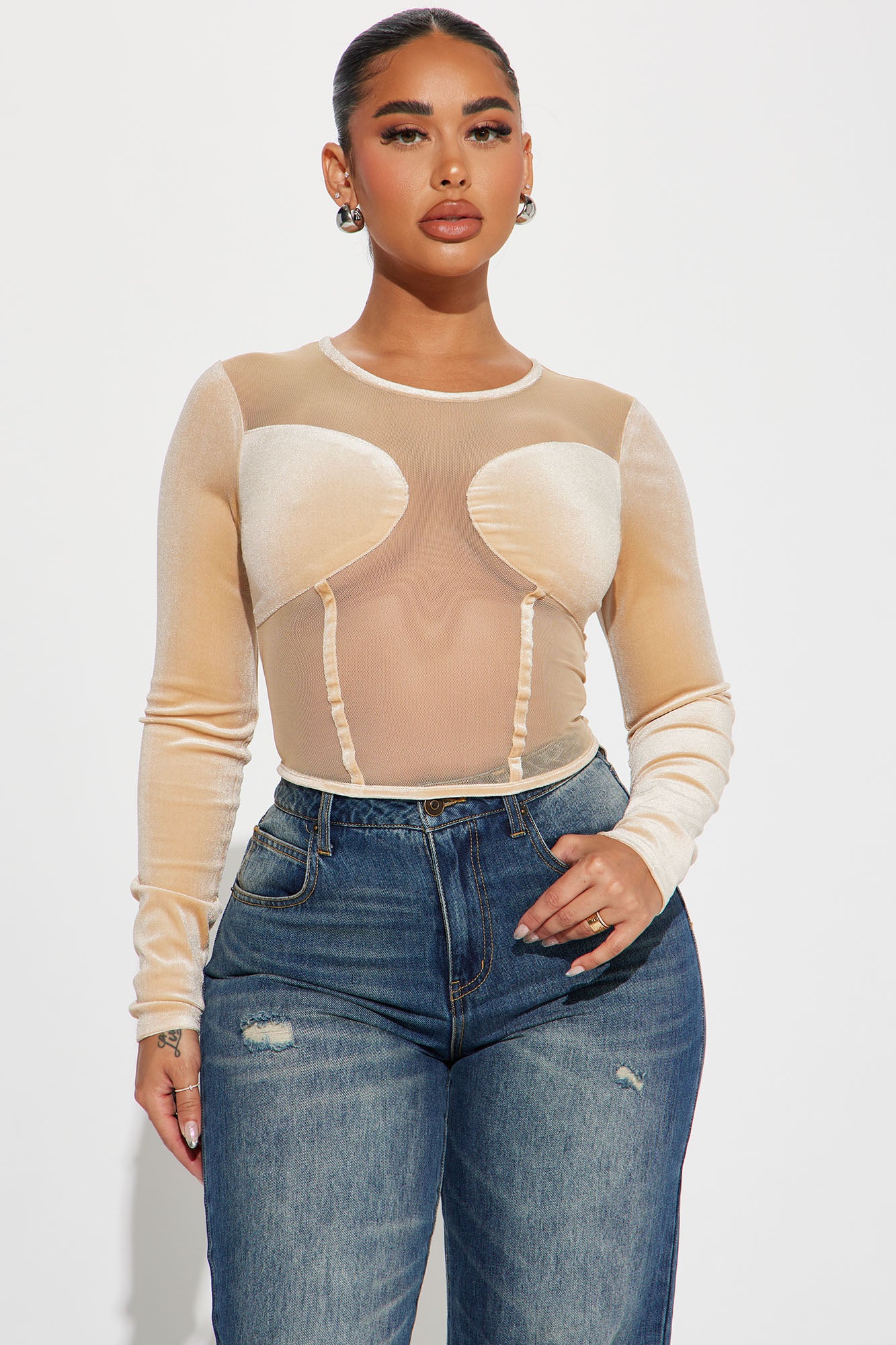 The Secret Is Out Sheer Top - Nude