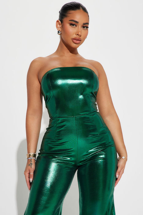 Green on sale metallic jumpsuit