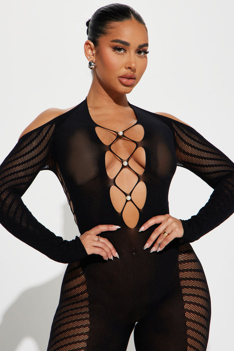 Fashion nova mesh jumpsuit hotsell