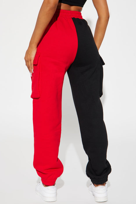 Red black joggers deals